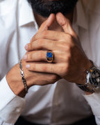 Lapis Lazuli Gemstone Ring for Men in 925 Sterling Silver (Chandi)