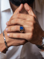 Lapis Lazuli Gemstone Ring for Men in 925 Sterling Silver (Chandi)
