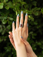 Aqeeq & Firoza Silver Ring for Women