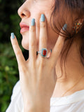 Aqeeq & Firoza Silver Ring for Women