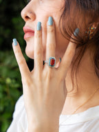 Aqeeq & Firoza Silver Ring for Women