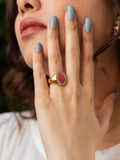 Best Seller – Aqeeq & Firoza Gold-Plated Ring for Women