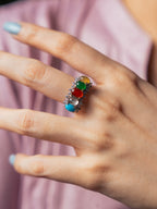 Five-Stone Multistone Traditional Ring in Sterling Silver (Best Seller)