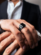 Black Aqeeq (Agate) Stone Ring for Men in 925 Sterling Silver (Chandi)