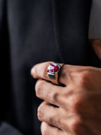 Luxury Natural Ruby Stone Ring for Men in 925 Sterling Silver (Chandi)