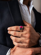 Luxury Natural Ruby Stone Ring for Men in 925 Sterling Silver (Chandi)