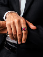 Luxury Natural Ruby Stone Ring for Men in 925 Sterling Silver (Chandi)